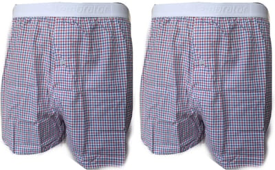 Embrator 2-stuks mannen Boxershort geruit wit/blauw/rood L