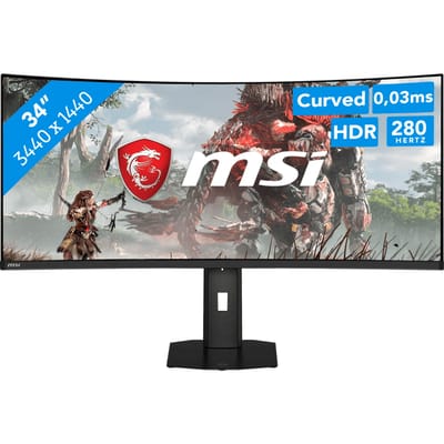 MSI MAG 341CQP QD-OLED X28 - Curved UWQHD QD-OLED Gaming Monitor - 280Hz- 34 inch - USB-C 15W PD