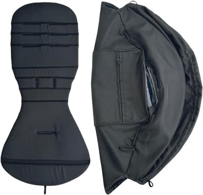 Comfortabele Pram Seat Cushion voor Babyzen YOYO 2 en YOYO+ - Vervangingskit met Dubbel Laags Waterdicht Stof, Zwart, Geschikt voor Kinderwagens