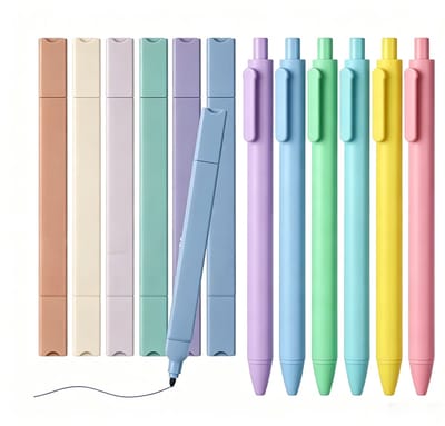 KZQ Markeerstiften en gelpennen set 12-delig - Pastel highlighters en intrekbare gekleurde gelpennen - Voor school creativiteit en kantoor - Zacht en levendig ontwerp
