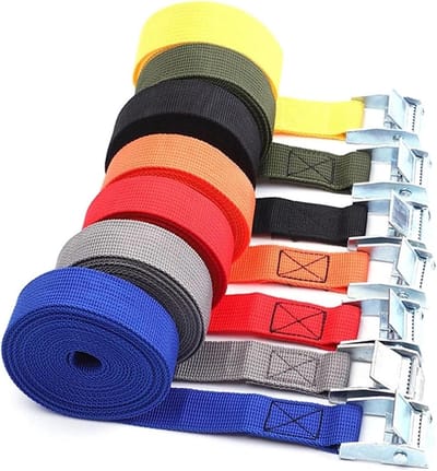 Sjorbanden Set - Spanbanden Lading - Vervoer Beveiligen - Snelle Klem - 5 Meter Lengte - Rood