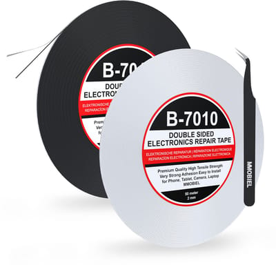 MMOBIEL 2x 2mm Dubbelzijdige Tape 50m Rol (ZWART+WIT) voor Mobiele Telefoon / Tablet Reparatie