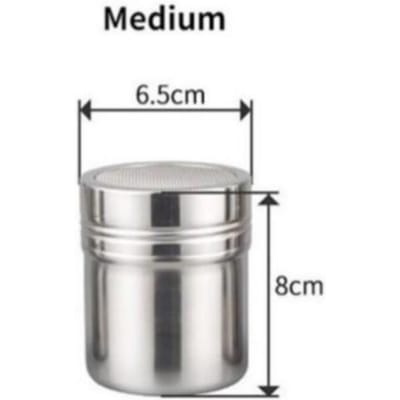 Saupoudreuse à épices en acier inoxydable, poivrière, chocolat, couvercle, sucrier, récipient à cacao, tamis à café en poudre, accessoires de cuisine gray