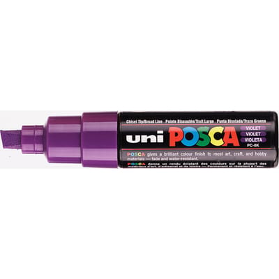 Posca marker met schuine punt schrijfdikte breed paars