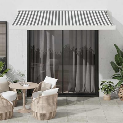vidaXL - Luifel - uittrekbaar - 3,5x2,5 - m - stof - en - aluminium - antraciet - en - wit