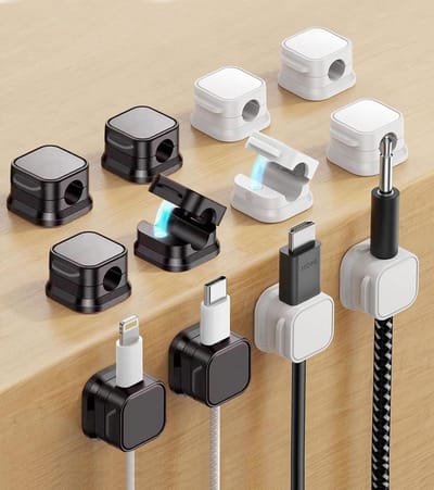 Magnetische Kabelhouders Set van 12 Stuks - Verstelbare Kabelclips voor Bureau, Organiseer USB, Oplaad- en HDMI-kabels Efficiënt en Ruimtelijk Besparend