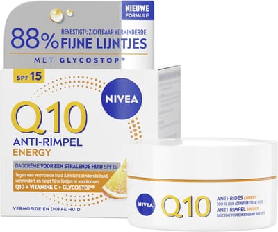 NIVEA Q10 Energy Anti-Rimpel Dagcrème voor Vrouwen - Moisturizer - Normale en vermoeide huid - SPF 15 - Met vitamine C en Q10 - 50 ml