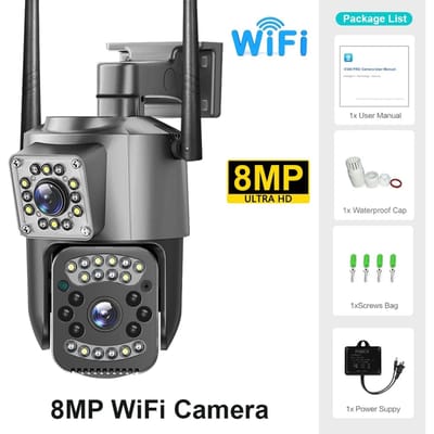 Nieuwe EU Wifi Surveillance Camera Dual Lens 4K 8MP PTZ HD 360 Beveiligingsbescherming Slimme draadloze nachtzicht CCTV IP-camera V380 Pro 8MP Camera
