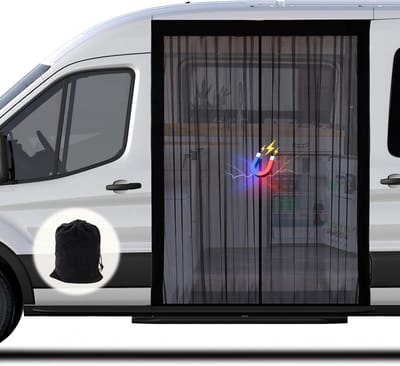 Thijox - Insectenscherm met Magnetisme voor Mercedes Sprinter en Fiat Ducato - Schuifdeur Magnetisch Vliegengaas - Muggennet Achterklep - 180 x 200 cm