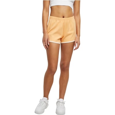 Urban Classics - Organic Interlock Retro Korte broek - M - Oranje/Wit