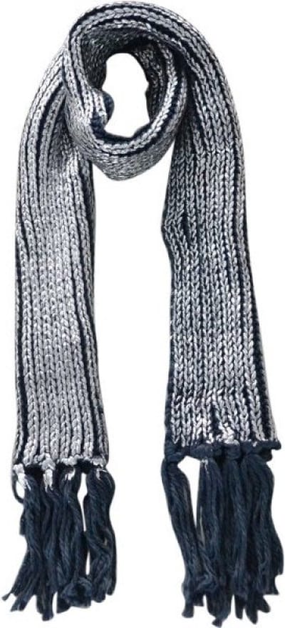 Donkerblauwe Lange Gebreide Wintersjaal - Sjaals - Dikke Lange Warme Sjaals - Metallic glans coating - Donkerblauw