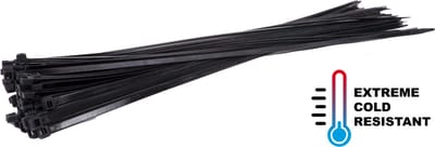 Kabelbinders/tyraps koudebestendig zwart. 370mm x 4.8mm. 1x100 stuks. + Kortpack pen (099.0847)