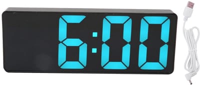 Allecto - Digitale LED Wekker - USB Spiegelklok - Grote Blauwe Cijfers - Compact - Temperatuurweergave - Geschikt voor Slaapkamer - Zilver
