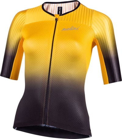 Nalini - Dames - Fietsshirt - Korte Mouwen - Wielrenshirt - Zwart - Geel - NEW LADY ERGO FIT J - S