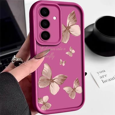 Gouden Vlinder Zachte TPU Hoesje Voor Samsung Galaxy A55 A54 A15 A56 A16 A35 A53 A25 5G S25 S24 S23 S22 Ultra Plus S23 FE Telefoonhoesje For Samsung S24 FE