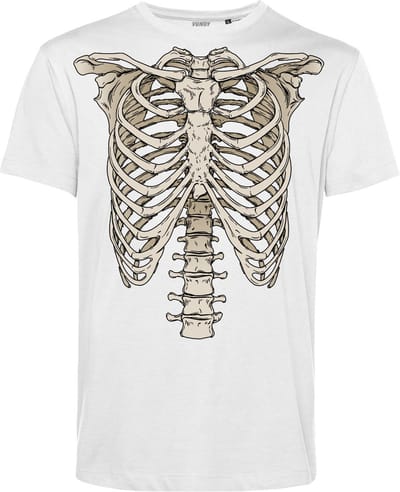 T-shirt kind Skelet | Carnavalskleding kinderen | Carnaval Kostuum | Foute Party | Wit | maat 68