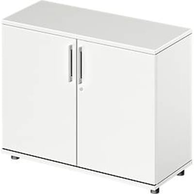 Vleugeldeurkast TETRIS WOOD - B 1000 x D 421 x H 800 mm - 2 OH - hoogte inclusief glijders - wit - ons merk Schäfer Shop Genius
