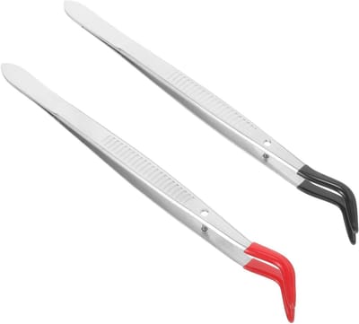 Pincetten Set - Handige Tools - Hobby en Knutselen - Rubberen Kop - 15.5 cm - Zilver
