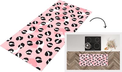 Keukenloper - Loper keuken - Panterprint - Deren - Design - Roze - 120x50 cm - Keukenloper vinyl