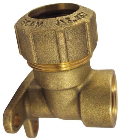 PE Buis Koppeling Messing met Wandbevestiging 20mm x 1/2"