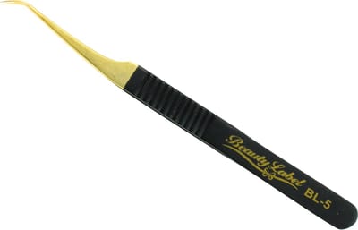 Beauty Label Pincet- Curved Tweezer -BL-5 - Zwart/Goud