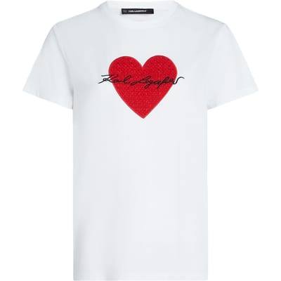Karl Lagerfeld Signature Heart Boucle T-shirt White Taglia: XS | Maglie Sportivi Outlet | Donna | Bianco