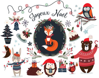 Kerststickers voor kinderen: Feestvierende dieren - Zelfklevende kerststickers - Feestdecoratie - 100x125cm