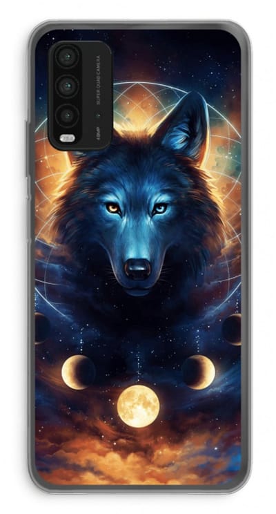 Case Company® - Hoesje geschikt voor Xiaomi Redmi 9T hoesje - Wolf Dreamcatcher - Soft Cover Telefoonhoesje - Bescherming aan alle Kanten en Schermrand