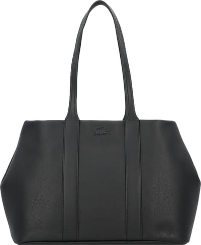 LACOSTE Leren Shopper Schoudertas City Court Shopping Bag Noir Zwart