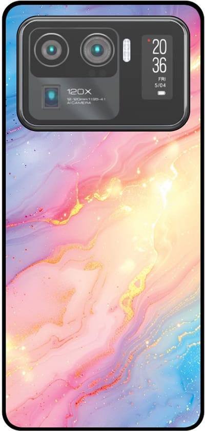 Smartphonica Telefoonhoesje Geschikt voor Xiaomi Mi 11 Ultra met Regenboog Glitter Marmer Opdruk - TPU Backcover Case Rainbow Glitter Marble Design geschikt voor Xiaomi Mi 11 Ultra