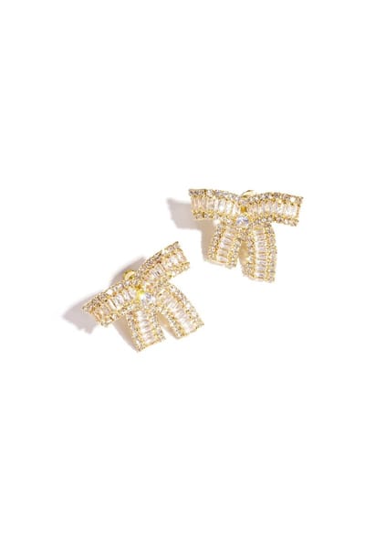 Yehwang - Koperen oorbellen met strik, elegante kerst, luxe serie, damessieraden - Goud