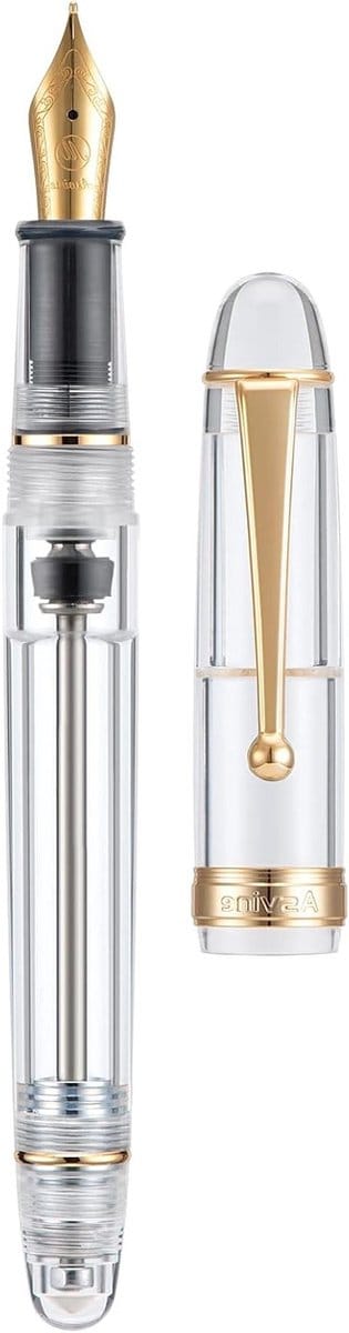 Transparante Vulpen met Medium Nib, Grote Capaciteit en Luxe Cadeauverpakking - Perfect voor Schrijven en Collectie