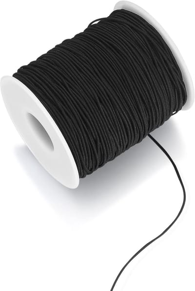 Elastisch kralenkoord, 1 mm x 100 m elastische draad, koordkabel, kralenkoord, macramékabel, elastiek voor doe-het-zelf halskettingen, handwerk, armbanden, sieraden maken, zwart