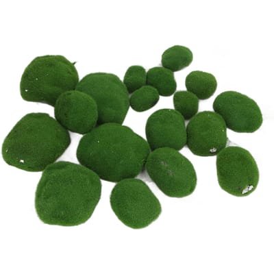 18 stuks Kunstmosstenen Decoratieve Faux Mos Bedekte Stenen voor Aquarium Groen black