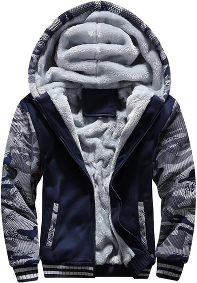 Heren Hoodie met Fleece Voering en Ritssluiting - Casual Patchwork Stijl voor Mannen en Jongens
