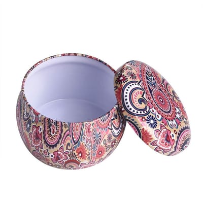 Dailygoods- Opbergdoos Blik - Metalen Container met Deksel - Snoep/Thee/Koffie - Voedselveilig - Hoogte 5 cm - Diameter 7,5 cm - Opbergblik