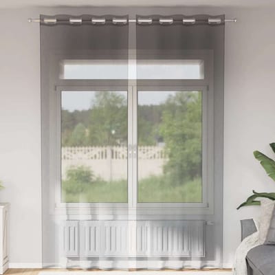 vidaXL - Gordijnen - voile - met - doorvoertules - 2 - st - 140x260 - cm - donkergrijs