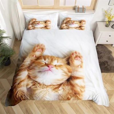 Kat Kleurrijke Beddengoedset Huisdier Katten voor Kinderen Jongens Meisjes Tieners Schattig Kitten Dekbedovertrek 3D Dieren Cadeau Kamerdecoratie met Rits 135x200cm 2pcs