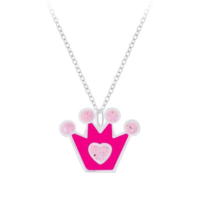 Zilveren ketting kinderen - kroontjeshanger - 925 zilver - meisjes