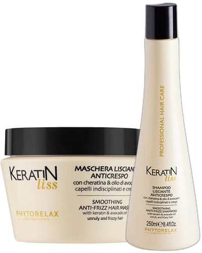 Phytorelax Keratine Shampoo en Haarmasker Set Anti-Frizz – Keratin Liss met Avocado-olie voor Pluizig en Droog Haar – 500 ml