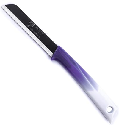 Solingen Schilmesje – RVS Glad – 19 cm met Blade Cover – Bi-Color Paars met Wit