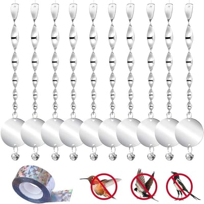 Reflecterende Vogelverschrikker Hangers - 10 Stuks met 50 m x 2.3 cm, Effectieve Vogelafschrikking, Windspiralen voor Tuin en Balkon