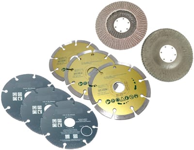 8 Delige 115mm Schijvenset segment diamantschijf, universele doorslijpschijf & lamellenschijf p60+p100