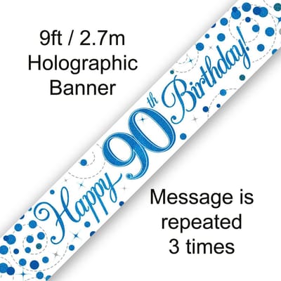 Oaktree - Banner Happy 90 Birthday Blue Holographic