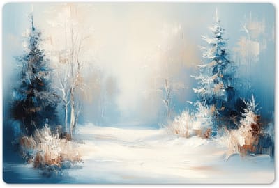 Placemats 45x30 cm - Placemat kunststof - 1 stuk - Bos - Winter - Natuur - Abstract - Sneeuw - Borden onderleggers - Decoratie voor op tafel - Keuken tafeldecoratie accessoires - Vinyl onderlegger - Tafelversiering