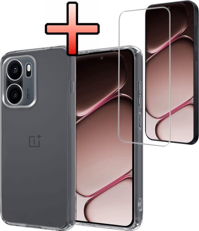 Hoesje - Met Screenprotector - Geschikt voor OnePlus 15R - Sterk & Shockproof - Back Cover - Siliconen Case - Telefoon Hoes - Transparant