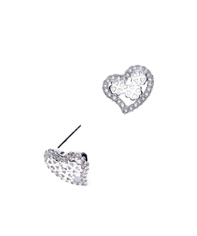 WeLoveSilver - oorstekers dames - hartvormig - rhodium plated - zirkonia