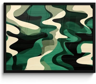 Poster in lijst - Fotolijst 80x60 cm - Posters - Abstract - Camouflage - Groen - Posterlijst zwart - Decoratie - Wanddecoratie woonkamer - Muurdecoratie slaapkamer