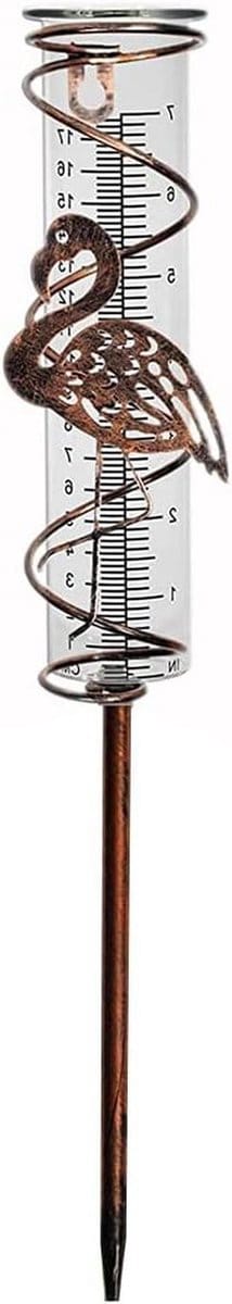 Regenmeter Tuin - Watermeter Decoratie - Weer Meten - Met Vogel Ornament - 7 Inch Capaciteit - Flamingo Stijl