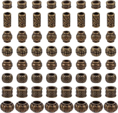80 Stuks 8 Stijlen Legering Europese Kralen, Tibetaanse Antieke Bronzen Afstandsbedels voor DIY Sieraden Maken, Grote Gat Kralen met 5.5mm Gat